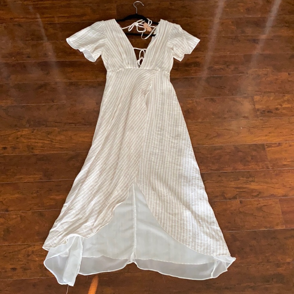 Plunge neck hi low maxi dress